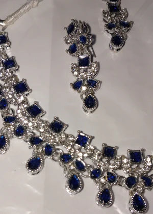 Blue Stone Work Jewelry Set – 3‑Piece