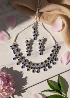 Blue Stone Work Jewelry Set – 3‑Piece