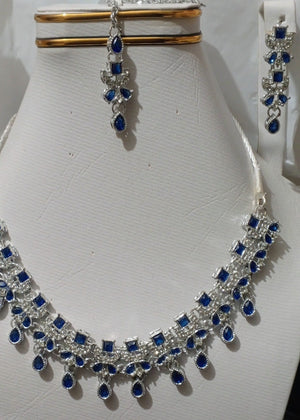 Blue Stone Work Jewelry Set – 3‑Piece